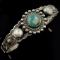 Estate Native American sterling silver turquoise cuff bracelet