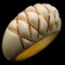 Estate genuine ivory 14K yellow gold ribbed dome ring