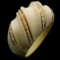 Estate genuine ivory 14K yellow gold ribbed dome ring