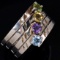 Set of 4 sterling silver stacking gemstone rings