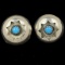 Pair of estate unmarked Native American sterling silver turquoise stud earrings