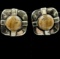Authentic pair of estate Dian Malouf sterling silver jasper clip-on earrings