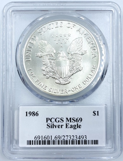 Certified 1986 autographed U.S. American Eagle silver dollar