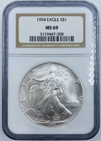 Certified 1994 U.S. American Eagle silver dollar