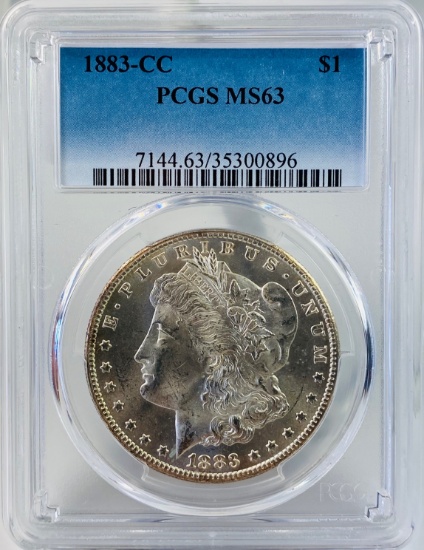 Certified 1883-CC U.S. Morgan silver dollar
