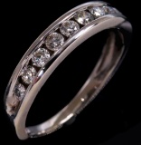 Estate unmarked 14K white gold diamond band ring