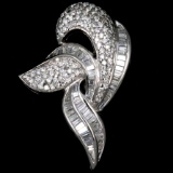 Estate 18K white gold free-form diamond pendant
