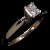 Estate 14K white gold diamond solitaire ring