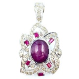 Vintage Art Deco 18K diamond & natural ruby enhancer pendant