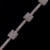 Estate 18K white gold diamond modernist tennis bracelet