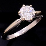 Estate unmarked 14K white gold diamond solitaire ring