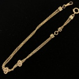 Vintage unmarked 10K yellow gold enameled watch chain