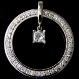 Estate 14K white gold diamond eternity dangle pendant