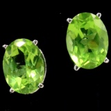 Pair of estate 14K white gold peridot stud earrings