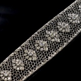 Vintage 14K white gold diamond intricate flex bracelet