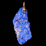 Estate carved lapis lazuli pendant with 14K yellow gold  findings