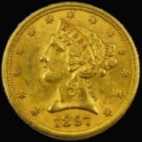 1897 U.S. $5 Liberty head gold coin