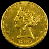 1906 U.S. $5 Liberty head gold coin