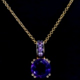 Estate 14K rose gold amethyst & pink topaz necklace