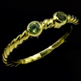 Authentic David Yurman 18K yellow gold peridot cable ring