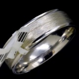 New-with-tags 14K white gold brushed band ring
