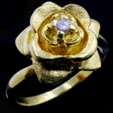 Estate 14K yellow gold diamond rose ring