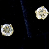 Pair of estate 14K yellow gold champagne diamond earrings