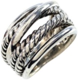 Authentic estate David Yurman sterling silver “Crossover Collection” wide band ring