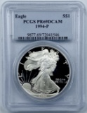 Certified 1994 proof U.S. American Eagle silver dollar