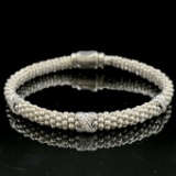 Authentic estate Lagos Caviar sterling silver & diamond “X Collection” bracelet