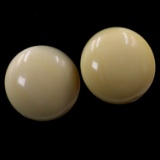 Pair of vintage genuine ivory button clip-on earrings