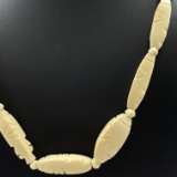 Vintage genuine ivory carved beaded necklace