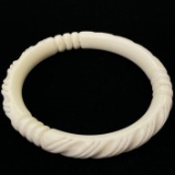 Vintage genuine ivory carved bangle bracelet