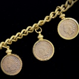 Genuine estate U.S. Indian head cent copper bracelet