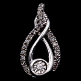 Estate sterling silver diamond pendant