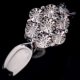 Estate sterling silver diamond cluster ring