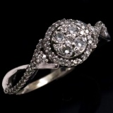 Estate unmarked 14K white gold diamond ring