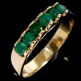 Estate 14K yellow gold natural emerald band ring