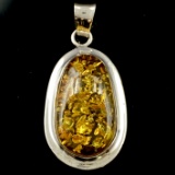 Estate sterling silver amber pendant