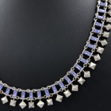 Authentic estate Kendra Scott white metal purple stone stud necklace
