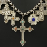 Estate Rodney Coriz & El Tom Native American sterling silver cross necklace