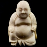 Estate genuine ivory Buddha hand-carved netsuke figurine