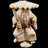 Estate genuine ivory Japanese man hand-carved netsuke figurine