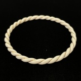 Estate genuine ivory 14K yellow gold twisted bangle bracelet