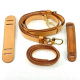 Authentic pair of estate Louis Vuitton vachetta leather straps with 3 shoulder pads