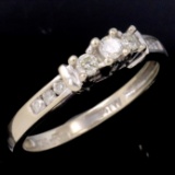 Estate 10K white gold diamond ring