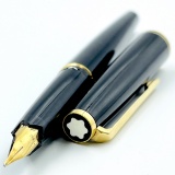 Authentic vintage Montblanc black fountain pen with 14K yellow gold nib