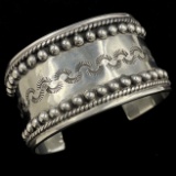 Estate sterling silver wide cuff bracelet