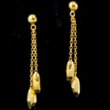 Pair of estate 18K yellow gold dangle drop earrings