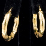 Pair of estate 9K yellow gold hoop earrings